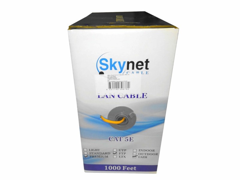 Кабель Skynet Premium FTP4 cat.5е, одножильный, 305м, Cu, нг(А)-LSZH, Проходит Fluke тест, оранжевый