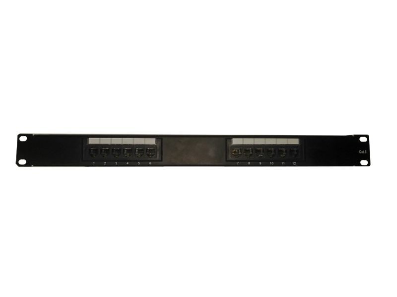 Патч-панель UTP, 19, 12 портов RJ45, cat.6, 1U, 110 Type, черная L