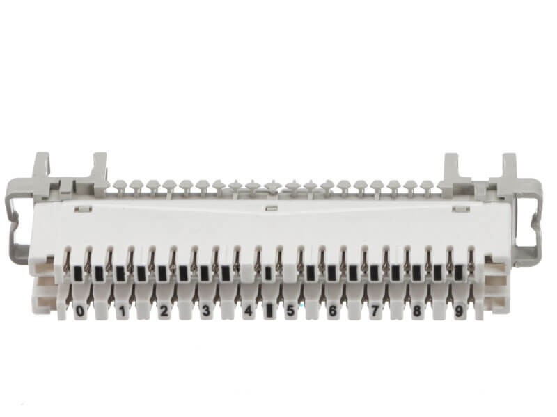 Плинт LSA Profil размыкаемый, ABS, 10 пар, металлические контакты, универсальный, нумерация (0-9), бело-серый NETKO Optima L