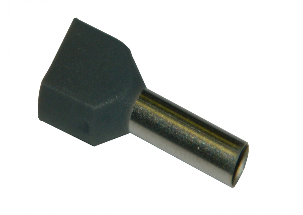 Штыревой втулочный кабельный наконечник TE 4012 (НШВИ F=12мм) 2х4мм2, изолированный, серый, 100шт., NETKO Optima