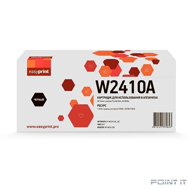 Easyprint W2410A картридж 216A для HP Color LaserJet Pro M182n/M183fw (1050 стр.) черный, БЕЗ ЧИПА
