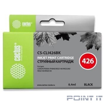 Cactus CLI426BK Картридж для Canon MG5140/5240/6140/8140/MX884, черный, 8.4 мл.