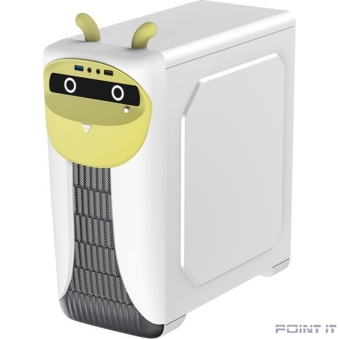 GameMax Корпус Cute OWL W-Y без БП (Midi Tower, ATX, Бело-желтый, 1*USB3.0 + 2*USB2.0, 2*120мм)