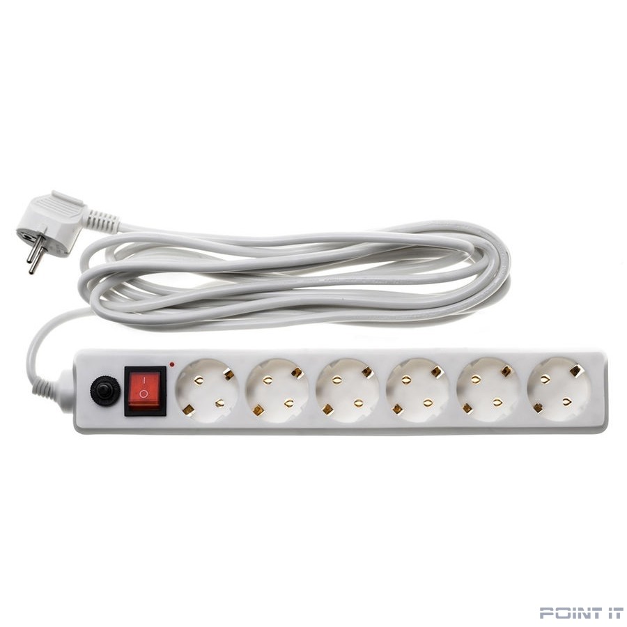 BURO Сетевой фильтр, 6 розеток, 5 метров, (600SH-16-5-W), белый (коробка) {475263}