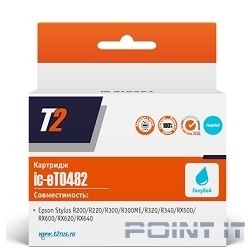 T2 C13T048240 (IC-ET0482) Картридж для Epson Stylus Photo R200/R300/RX500/RX600, голубой, с чипом