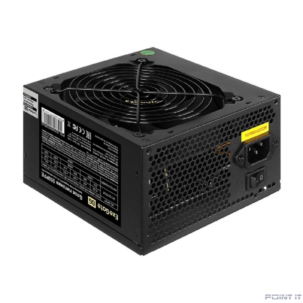 Блок питания ATX Exegate 550PPE EX282072RUS-PC 550W, PC, black, APFC, 12cm, 24p+(4+4)p PCI-E, 3*IDE, 5*SATA, FDD + кабель 220V в комплекте