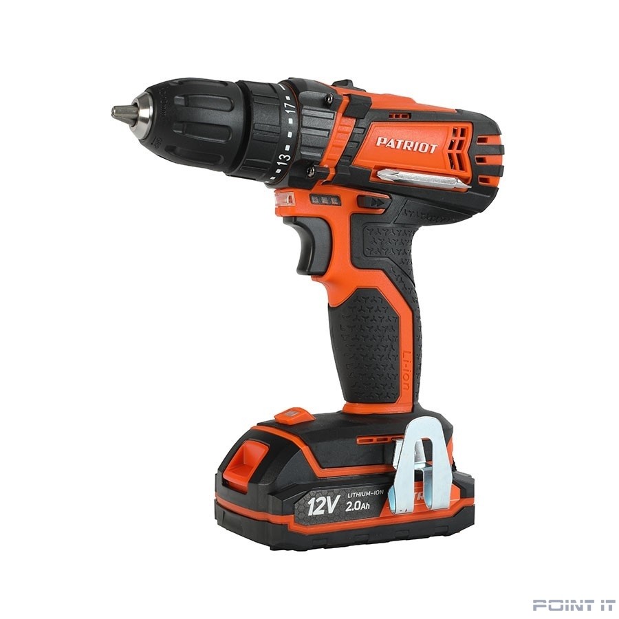 PATRIOT BR 101ES Дрель-шуруповерт аккумуляторная [180201301] { одна батарея Li-Ion, 12V, зарядка за 1 час, двусторонняя бита, цветная коробка }