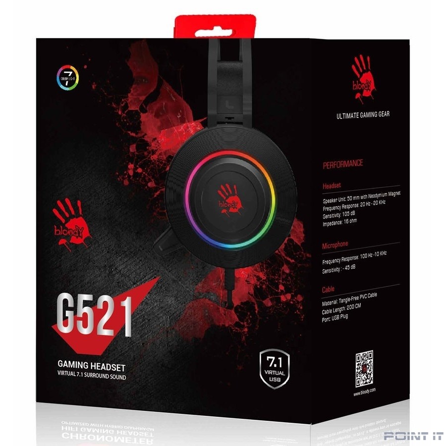 A4 Bloody G521 WHITE 2.3м мониторные USB оголовье