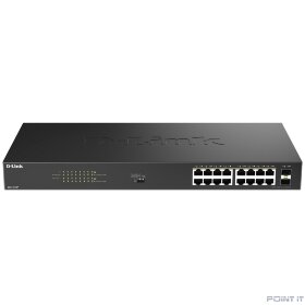 D-Link DGS-1018P/B1A Конфигурируемый коммутатор с 16 портами 10/100/1000Base-T, 2 портами 1000Base-X SFP и DIP-переключателем (16 портов PoE 802.3af/at, PoE-бюджет 240 Вт)