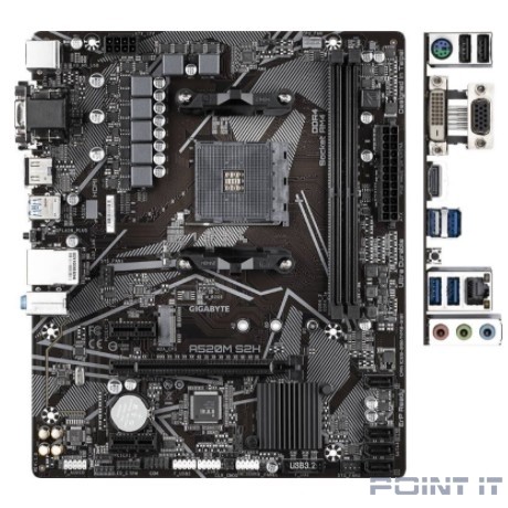 Gigabyte A520M S2H {Soc-AM4 AMD A520 2xDDR4 mATX AC`97 8ch(7.1) GbLAN RAID+VGA+DVI+HDMI}