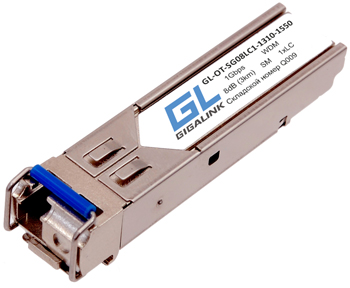 Модуль GIGALINK SFP, WDM, 1.25Гбит/c, одно волокно SM, LC, Tx:1550/Rx:1310 нм, DDM, 8 дБ (до 3 км)