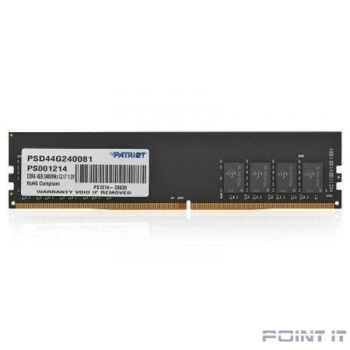 Patriot DDR4 DIMM 4GB PSD44G240081 PC4-19200, 2400MHz