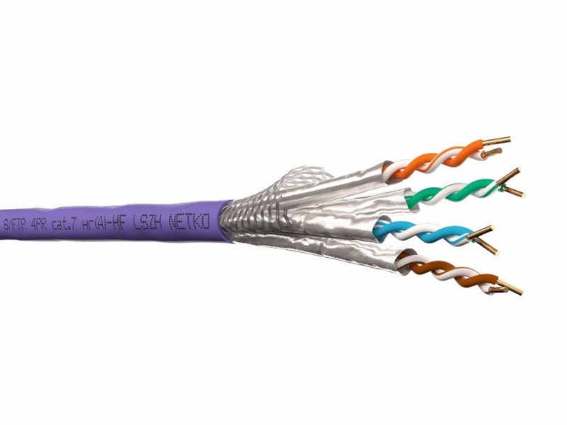 Кабель S/FTP4 cat.7, 4 пары, 23 AWG BC, экранированный, 305м, нг(А)-HF LSZH - малодымный, не содержащий галогенов; фиолетовый; одножильный, FLUKE TEST, NETKO Expert СКС