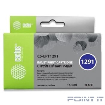 Cactus EPT1291 Картриджи для Epson Stylus Office B42/BX305/BX305F/BX320/BX525/BX625/SX420/SX425/SX525/SX620, чёрный