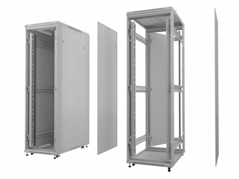Шкаф напольный 37U серия Expert (600х600х1830), напольный, БЕЗ ПЕРЕДНЕЙ ДВЕРИ, серый, разобранный Netko (упакован в 3 коробки)