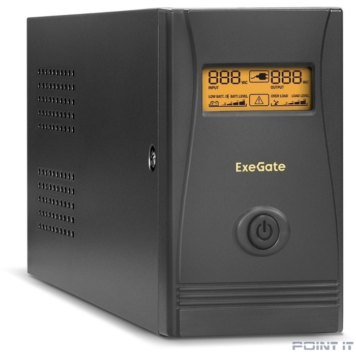 Exegate EP285479RUS ИБП ExeGate Power Smart ULB-850.LCD.AVR.EURO.RJ <850VA/480W, LCD, AVR, 2 евророзетки, RJ45/11, Black>