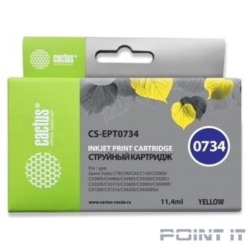 Cactus C13T0734 Картридж для Epson Stylus С79/ C110/ СХ3900/ CX4900/ CX5900/ CX7300/ CX8300/ CX9300, желтый