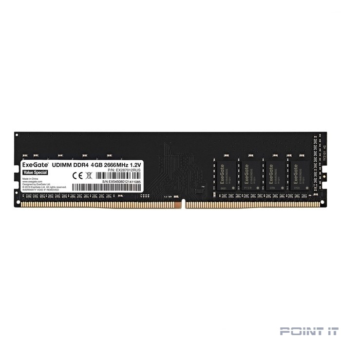 Exegate EX287012RUS Модуль памяти ExeGate Value Special DIMM DDR4 4GB <PC4-21300> 2666MHz