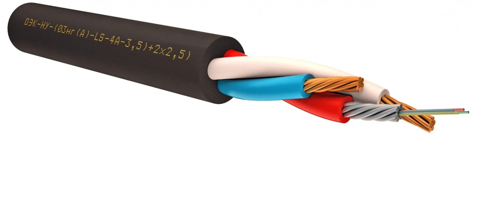 ОЭК-НУ-(03-8А-5,0кН)+2х4,0) Кабель опто-электрический (комбинированный) G.657.A 8 волокон 9/125 мкм, броня из 6 проволок 3,3мм