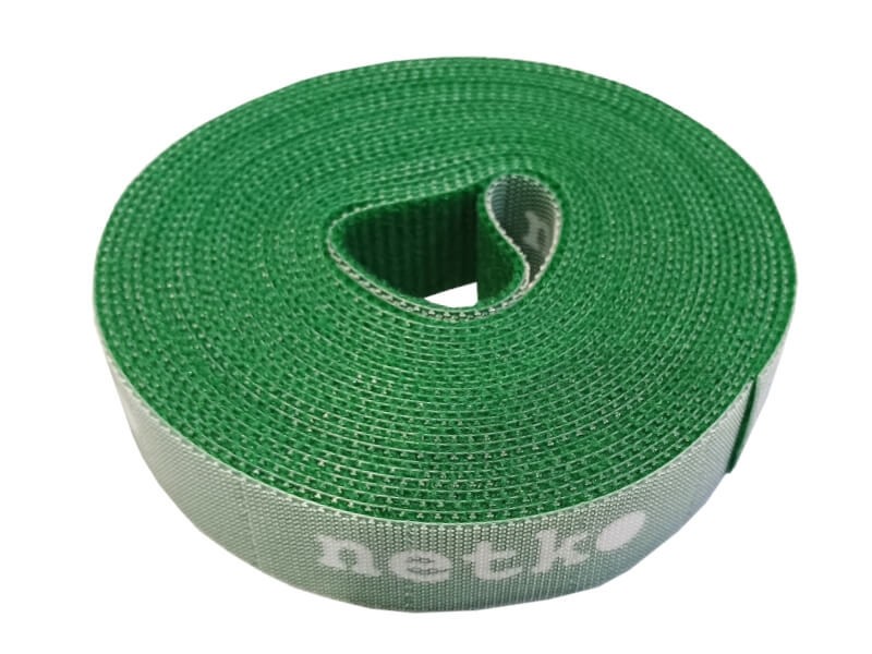 Лента-липучка многоразовая 20мм*5м, с насечками для отрыва (каждые 2 см), зеленая NETKO Optima