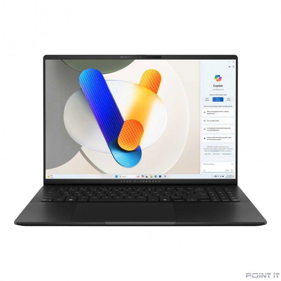 Ноутбук ASUS Vivobook S 16 OLED M5606WA-MX047 [90NB14B2-M007J0] Black 16" {OLED Ryzen AI 9 365(2Ghz)/24576Mb/1024PCISSDGb/noDVD/Int:AMD Radeon 880M/DOS + алюм корп}