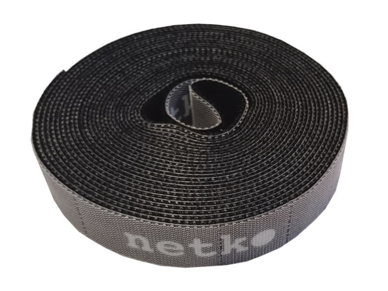 Лента-липучка многоразовая 20мм*5м, с насечками для отрыва (каждые 2 см), черная NETKO Optima