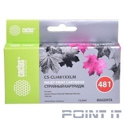 Картридж струйный Cactus CS-CLI481XXLM пурпурный (12мл) для Canon Pixma TR7540/TR8540/TS6140/TS8140