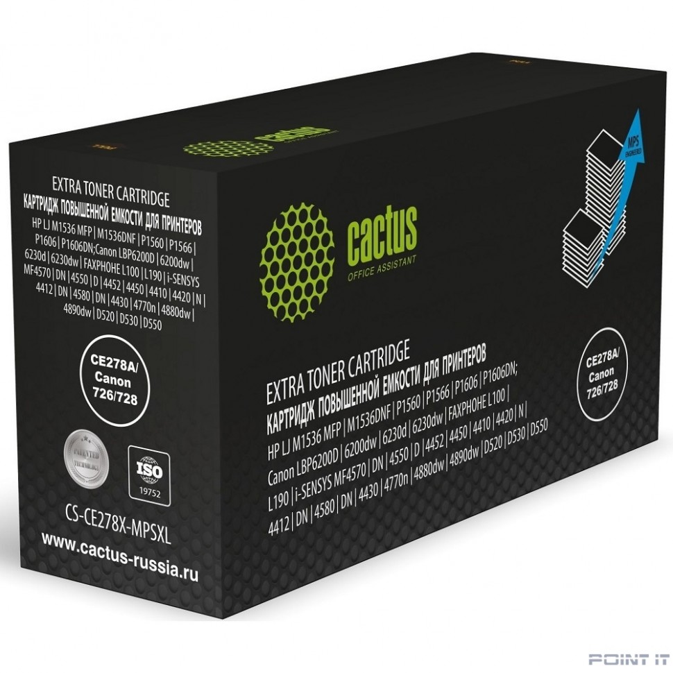 Картридж лазерный Cactus CS-CE278X-MPSXL CE278A/Canon 726/728 черный (8000стр.) для HP LJ M1536 MFP/M1536DNF/P1560/P1566/P1606/P1606DN;Canon LBP6200D/6200dw/6230d/6230dw/FAXPHOHE L100/L190/i-SENSYS MF