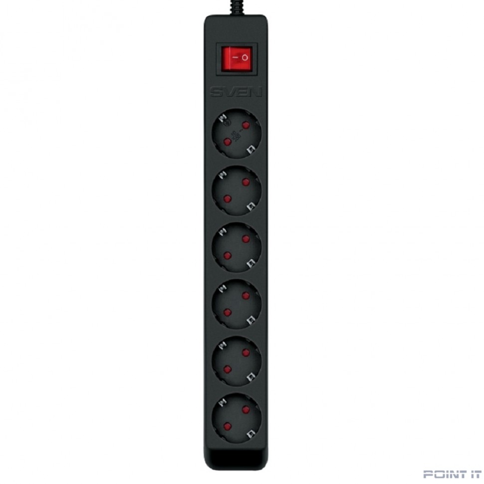SVEN Фильтр Optima 1,8 м (6 розеток с защитными шторками) черный, цветная коробка [SV-021016]