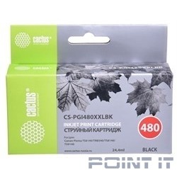 Картридж струйный Cactus CS-PGI480XXLBK черный (24.4мл) для Canon Pixma TR7540/TR8540/TS6140/TS8140