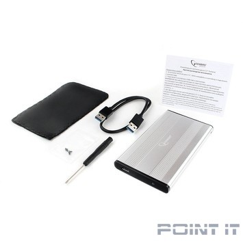 Gembird EE2-U3S-5-S Внешний корпус 2.5" серебро, USB 3.0, SATA, до 2 Тб, металл