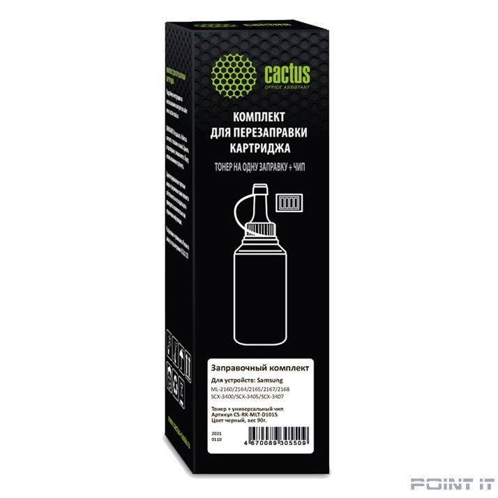 Тонер Cactus CS-RK-MLT-D101S черный флакон 90гр. (в компл.:чип) для принтера Samsung ML-2160/SCX-3400