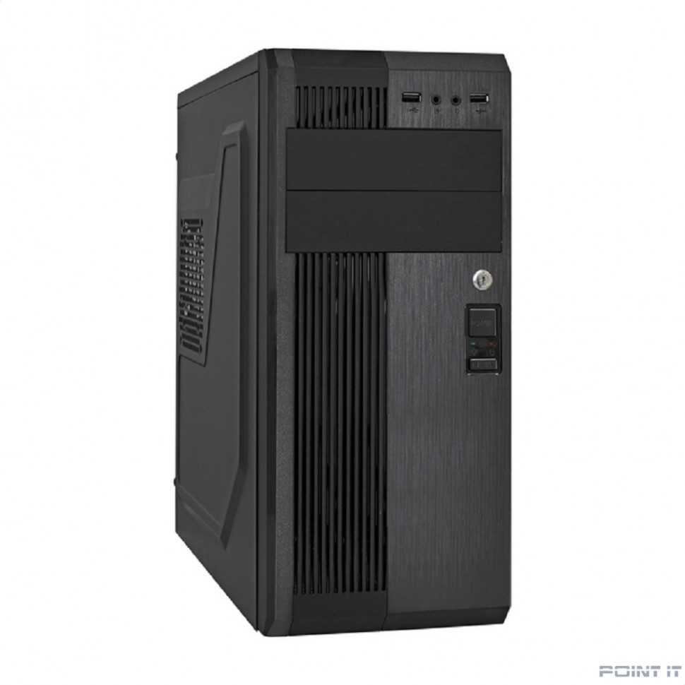 Exegate EX283221RUS Корпус Miditower ExeGate UN-605B Black, ATX, <UN400, 120mm>, 2*USB, Audio, замок блокировки кнопки питания