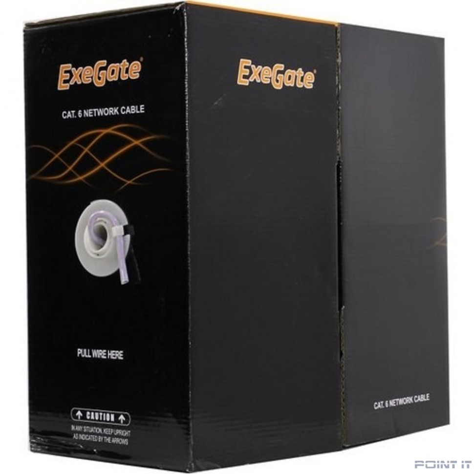 Exegate EX281813RUS Кабель Exegate UTP4-C6-CU-S23-IN-PVC-GY-305 UTP 4 пары кат.6 медь, 23AWG, бухта 305м, серый PVC