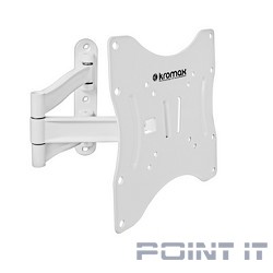 Kromax TECHNO-3 white, Кр. алюм. наст. для TV 15"-40", max 20 кг, 4 ст св., нак. 15°, пов. 180°, от ст. 60-370 мм, max VESA 200x200 мм.