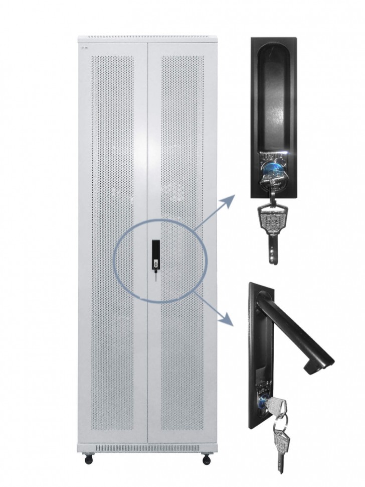 Дверь для шкафа серии Expert 42U Ширина 600, металлическая, с перфорацией, двойная, серая, Netko