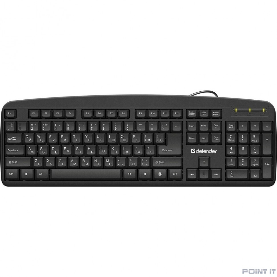 Defender Клавиатура Office HB-910 RU USB [45910] {Проводная, полноразмерная, черная}