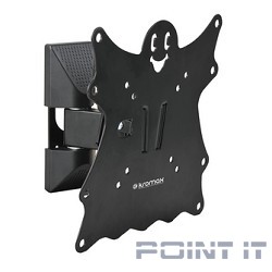 Kromax CASPER-202 black, Кр. стал. наст. для TV 20"-43", max 30 кг, 3 ст св., нак. +5°-15°, пов. 90°, от ст. 57-110 мм, max VESA 200x200 мм.