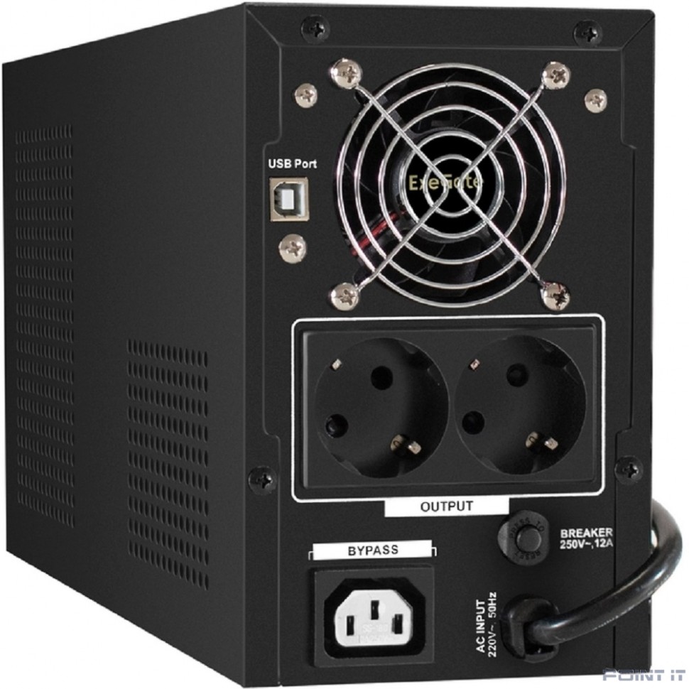 Exegate EX295981RUS ИБП (инвертор, синус, для котла) ExeGate SineTower SN-1000.LCD.AVR.2SH.1C13.USB <1000VA/800W, чистая синусоида, LCD дисплей, AVR, 2*Schuko+1*C13, USB, линейно-интерактивный, Black>