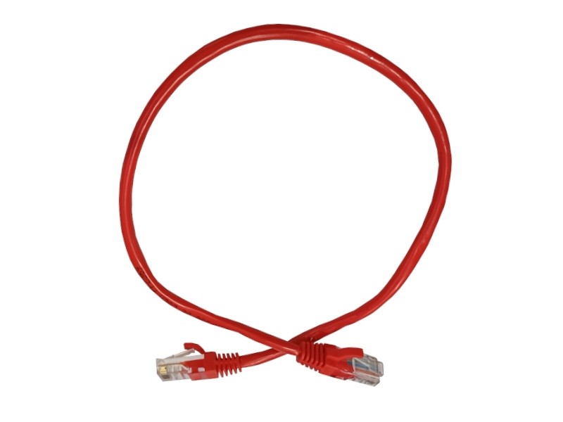 Патч-корд UTP4 cat 5e, 0,5м, ВС, LSZH, красный, литой коннектор NETKO Optima