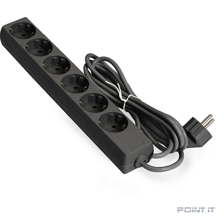 Exegate EX285831RUS Удлинитель ExeGate ECE-6-3B (6 евророзетки с заземлением, 3м, черный)