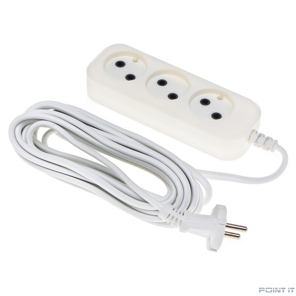 BURO Сетевой удлинитель 3 розетки, 5 метров, (BU-PSL3.5/W), белый (пакет ПЭ) {475339}