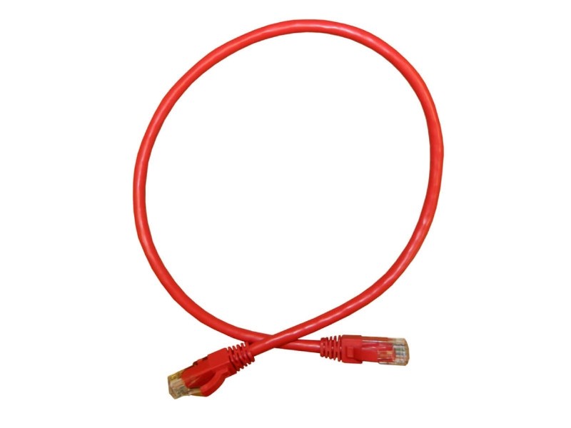 Патч-корд UTP4 cat.6a, 0.5м, литой коннектор, красный, Netko CKC