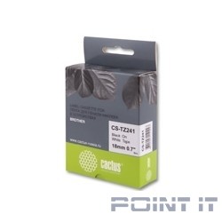 TZ-241_CACTUS Лента CACTUS (CS-TZ241) для печати наклеек в устройствах brother P-touch 1010/1280/1280VP/2700VP, черный на белом, 18мм х 8м