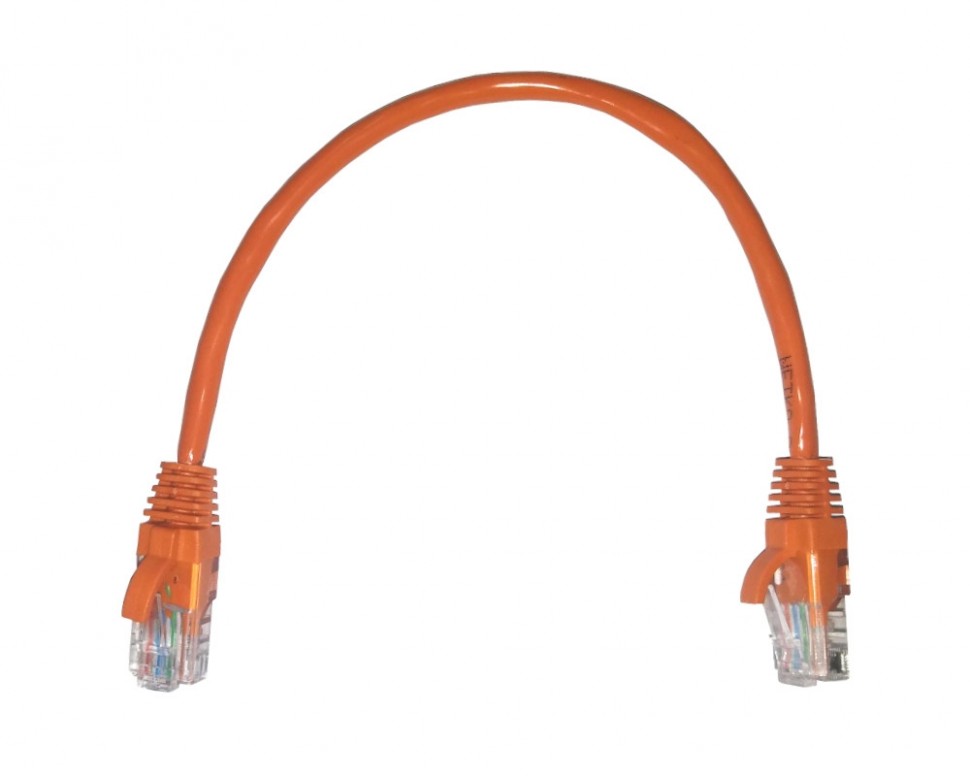 Патч-корд UTP4 cat 5e, 0,25м, ВС, LSZH, оранжевый, литой коннектор NETKO Optima