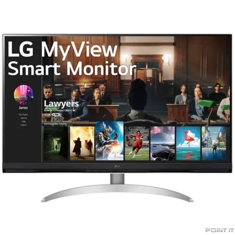 Монитор LG 31.5" 32SQ700S-W Smart White/Silver, 16:9, VA, 3840x2160, 5ms, 250cd, 60Hz, 2xHDMI, USB, 1xUSB-C, LAN, SPK