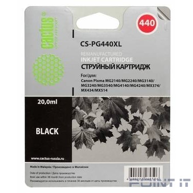 Cactus PG440XL Картридж для Canon PIXMA MG2140/MG3140, черный