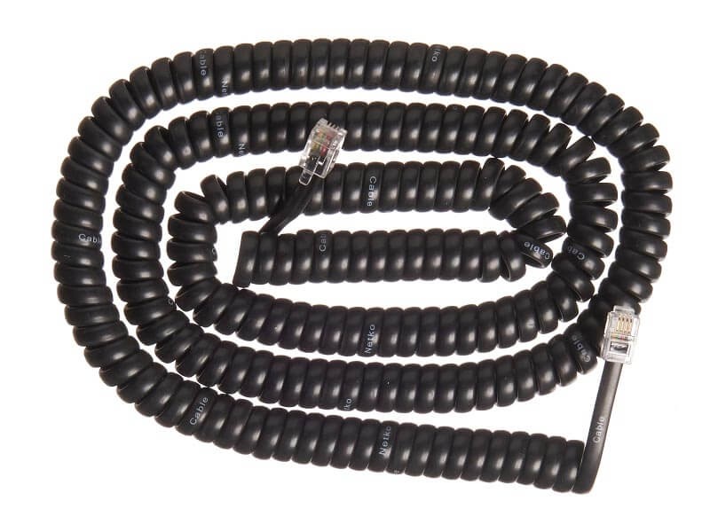 Шнур телефонный витой (4р4с) 7,5 метра / черный, NETKO Optima