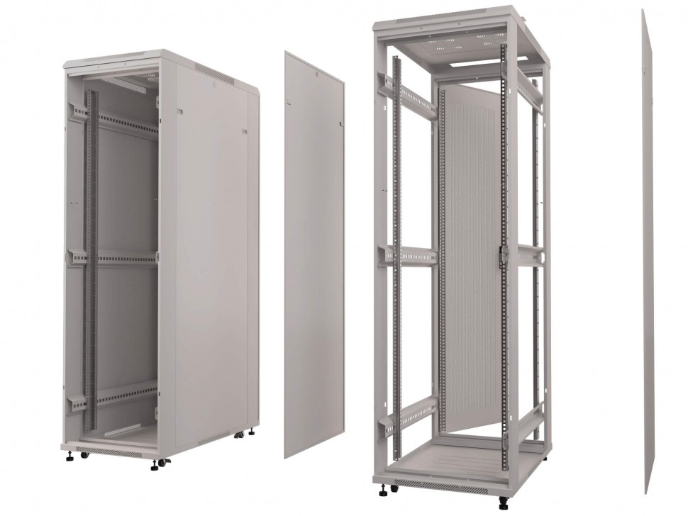 Шкаф напольный 27U серия Expert (600х1000х1390), напольный, БЕЗ ПЕРЕДНЕЙ ДВЕРИ, серый, разобранный Netko (упакован в 3 коробки)