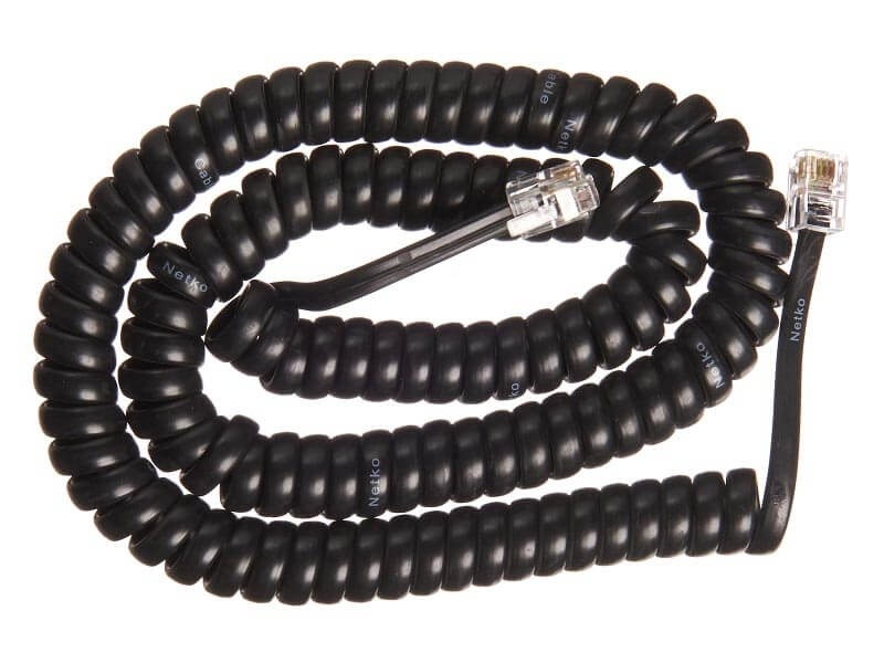 Шнур телефонный витой (4р4с) 4,5 метра / черный, NETKO Optima